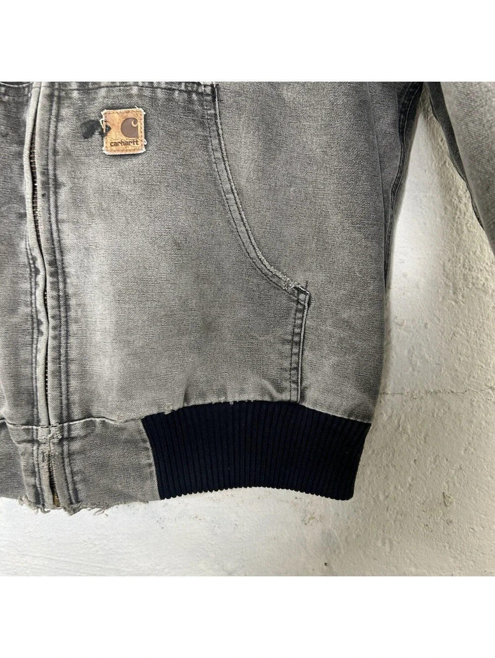 Vintage Faded Carhartt Quilted Hooded Active Jacket “Black”